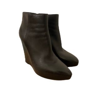 Michael Kors Black Leather Wedge Boots